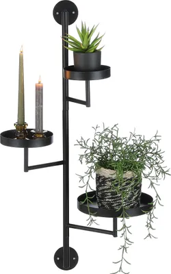 Image de Mica Decorations Etagère murale Perry - L30 x L23 x H80 cm - Métal - Noir