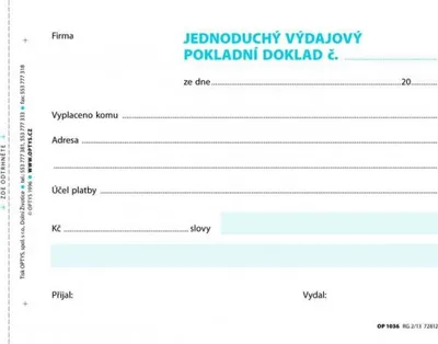 Obrázek produktu pro Výdajový doklad jednoduchý, A6, 100 listů