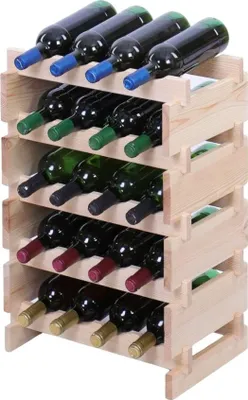 Produktbild von Weinregal VINOTECA FLEX PRO | HxBxT 65x46x28cm | 20 Flaschen auf 5 Ebenen | Massives Kiefernholz | Natur unbehandelt