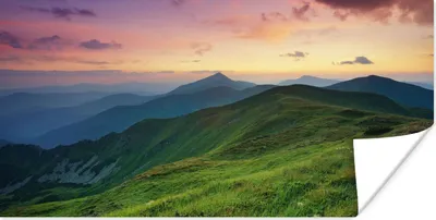 Produktbild von MuchoWow® Poster Berg - Gras - Landschaft - Abend 120x60 cm - Bild