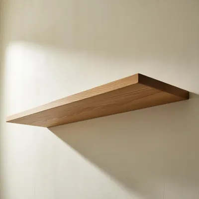 Produktbild von Massives Eichenregal mit gerader Kante 80x15x2,5cm, Eichenregal, Wandregal aus Holz mit Befestigung