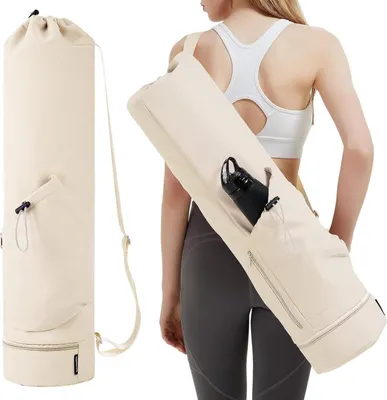 Obrázek produktu pro Dámská taška na jógu s přihrádkou na mokré věci a kapsou na láhev Pilates sportovní taška Gym Beige
