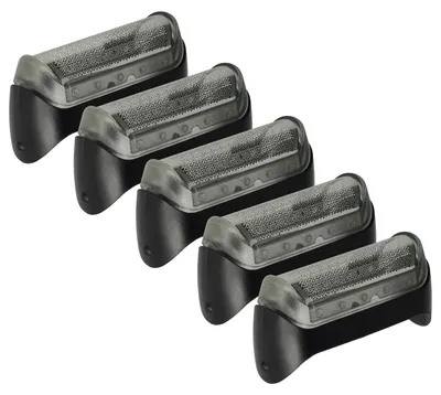 Produktbild von vhbw 5x Scherfolie Ersatz für Braun 65734702, 65734704, 65734703, 65734701, 65734700, 65733703, 65733702 für Elektrorasierer + Rahmen, schwarz/silber