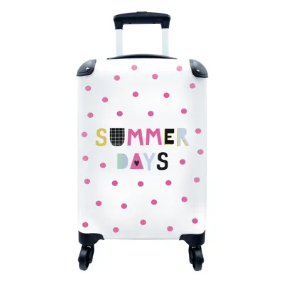 Produktbild von MuchoWow® Koffer Handgepäck Trolley Rollkoffer Kleine Reisekoffer mit 4 Rollen - Sommer - Rosa - Tupfen - Cabin Size < 55x40x23 cm & 55x40x20 cm - Fotokoffer - Kabinenkoffer - Boardgepäck - Reise-Box - Reisekoffer - Reisegepäck - Koffer mit Bild - Trolley für Kinder