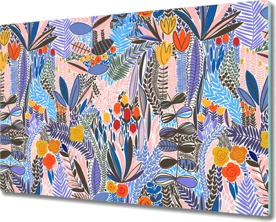 Produktbild von Glas Schneidebrett Herdabdeckplatten Schneideplatten - 80x52 cm - Blumen Malerei