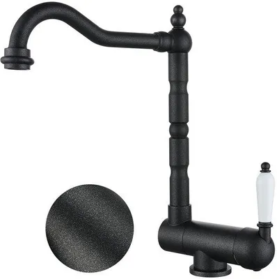 Immagine prodotto di Rubinetto da cucina in ottone, ribaltabile a 180°, girevole a 360°, nero opaco