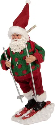 Produktbild von Clayre & Eef Weihnachtsdekorationsfigur Weihnachtsmann 13x10x28 cm Rot Textil