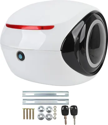 Obrázok produktu pre 32L vrchný kufor na motorku, ABS, športový štýl, vodoodpudivý, prachotesný, prenosný kufor na elektrický bicykel, skúter, biely