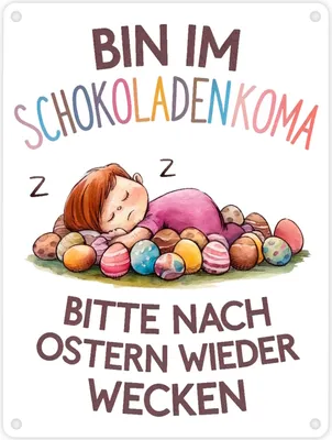 Produktbild von Schokoladenkoma Metallschild in 15x20 cm Kind auf Schokoladeneiern