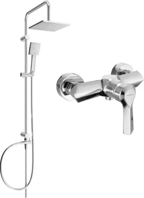 Produktbild von Mexen Tord Brausegarnitur für Aufputzmontage mit Kopfbrause und Mischbatterie Sabre, Chrom - 72140200-00
