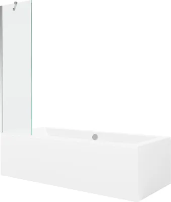 Produktbild von Mexen Cube rechteckige Badewanne 180 x 80 cm mit Verkleidung und 1-flügliger Duschabtrennung 50 cm, transparent, chrom - 5505180
