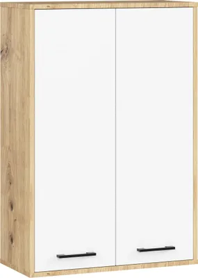 Produktbild von Badezimmer-Hängeschrank FIN Artisan Eiche, Weiß 64 cm 2 Türen B64xH94xT30 cm