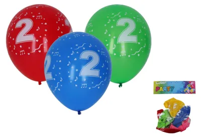 Produktbild von Aufblasbarer Ballon 30 cm – 5er-Set, mit der Zahl 2