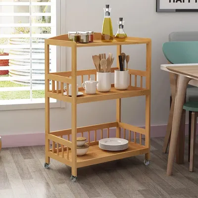 Image de Omgoods - Chariot de cuisine avec roulettes et 3 étagères