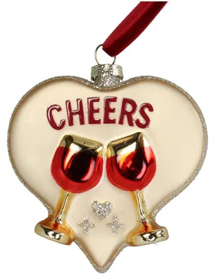 Productafbeelding van HD Collection kerstornament hart "Cheers" goud, 8 cm