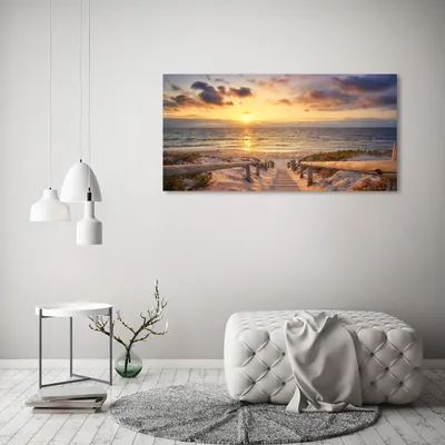 Produktbild von Tulup® Leinwandbild - 120x60 cm - Wandkunst - Drucke auf Leinwand - Leinwanddruck - Landschaften - Gelb - Weg zum Strand