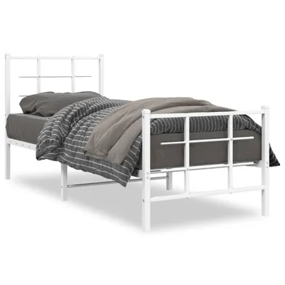 Immagine prodotto di vidaXL Struttura letto con testiera e pediera in metallo bianco 75x190 cm