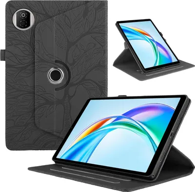 Immagine prodotto di Custodia in Pelle finta con motivo ad albero e rotazione a 360 gradi per Honor Pad X7, colore nero