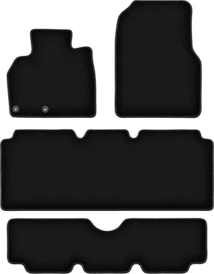 Image de Tapis de sol velours sur-mesure pour Renault Espace IV (2002-2012, 7 personnes) noir, jeu 4 pièces, fixations