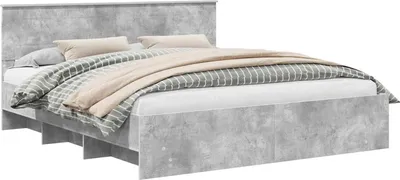 Produktbild von Bettrahmen mit Kopfteil Beton Grau 200 x 200 cm Holzwerkstoff