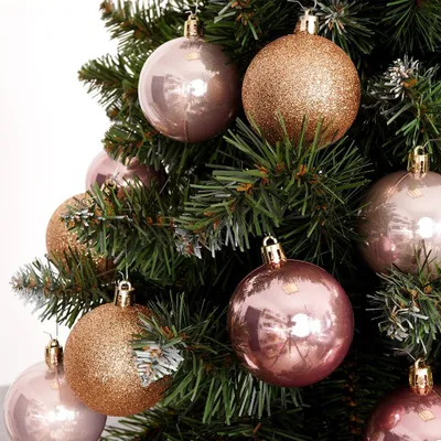Palline per albero di Natale decorato, in Vetro, color rosso e oro pezzi -6 palline da 100 mm