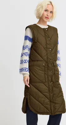 Produktbild von Pulz Jeans PZKatalin Damen Weste Lange Steppweste Outdoor-Weste mit Druckknöpfen Reißverschluss Regular fit