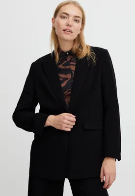 Image de b.young BYDANTA blazer blazer long femme veste à col revers et bouton Regular Fit avec stretch coupe longue
