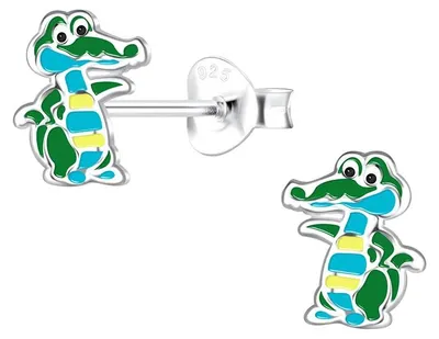 Produktbild von Ohrringe Kinder Silber 925: Ohrstecker Krokodil