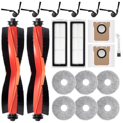 Zubehörset für Staubsauger, 2 Hauptbürsten, 6 Seitenbürsten, 6 Tücher