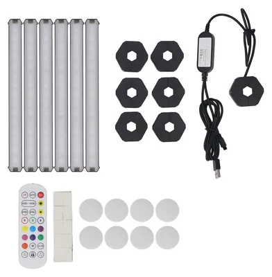 Image de 6 spots LED muraux, 16 millions de couleurs RGB, synchronisation avec la musique, application WiFi, télécommande vocale, idéal pour les bars