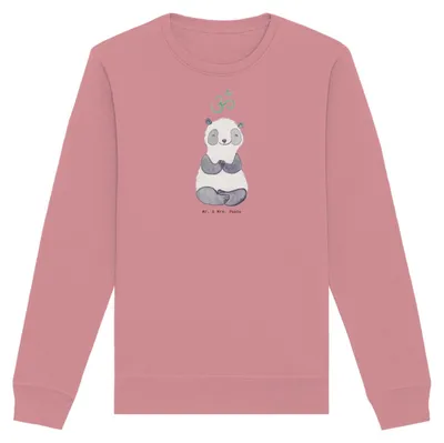 Produktbild von Mr. & Mrs. Panda Organic Pullover Panda Meditieren Größe L - Canyon Pink - Geschenk, Bio Baumwoll, Pulli, Meditationskurs, Sweatshirt, Meditation, Sweater