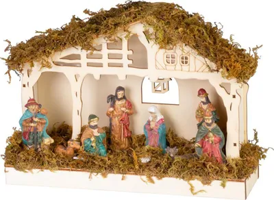 Produktbild von Weihnachtsdekoration MagicHome, Krippe, 5x LED warmweiß, 3xAA, Innenbereich, 26,3x7,3x19,2 cm