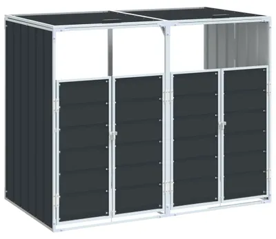 Produktbild von vidaXL Mülltonnenbox für 2 Tonnen Anthrazit 144x81x113 cm Stahl
