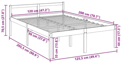 Produktbild von vidaXL Seniorenbett Weiß 120x200 cm Massivholz Kiefer