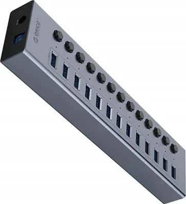 Zdjęcie produktu dla HUB ORICO 13 x PORT USB-A 3.0 Z WŁĄCZNIKAMI DC 12V 5A 60W kabel USB-A USB-B