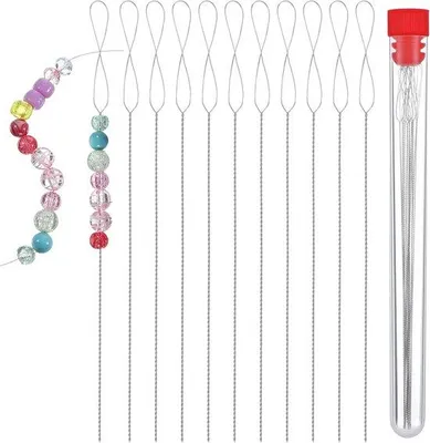 Productafbeelding van Famanu set van 12 roestvrijstalen naalden, 14 cm lang, voor handwerk