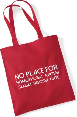 Produktbild von Huuraa Jutebeutel No Homophobia Racism Hate 10 Liter Classic Red Baumwolle Tasche Geschenkidee