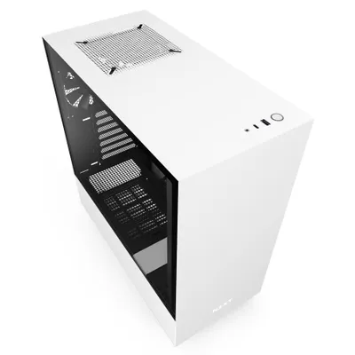 Image de NZXT H510 Boîtier PC blanc tour midi, fenêtre en verre Boîtier