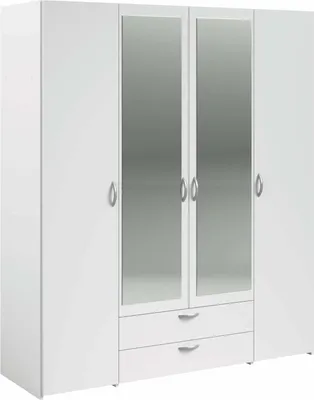 Image de ArmoireReproduction blanc 4 portes battantes + 2 miroirs + 2 tiroirs 160 x 51 x hauteur 185 cm