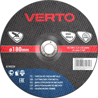 Obrázek produktu pro VERTO Řezný kotouč na kov 180 x 1,6 x 22,2 mm