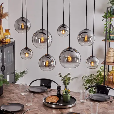 Produktbild von Cesaro Hängelampe aus Metall/Glas in Schwarz/Rauchfarben/Klar
