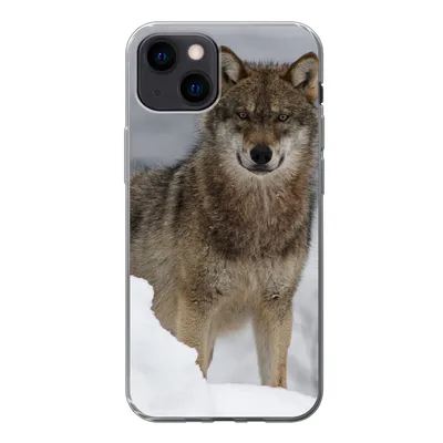 Produktbild von MuchoWow® Handyhülle Schutzhülle Hülle für iPhone 13 mini Wolf - Schnee - Tiere Silikon Softcase Handy Hülle - Softcase