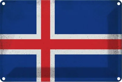 Produktbild von vianmo Blechschild 12x18 cm Island Iceland Vintage Flagge Fahne Wappen