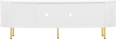 Produktbild von okwish TV-Schrank,Sideboard Lowboard mit Glastüren,Aufbewahrungsmöbel,Schrank mit Stauraum ,fürs Wohnzimmer, goldene Griffe und Beine ,Weiß & Gold