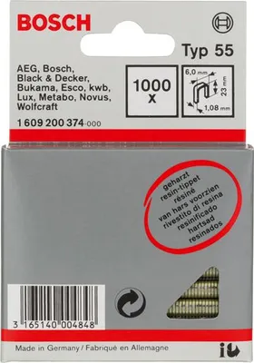 Produktbild von Schmalrückenklammer Typ 55, geharzt 6 x 1,08 x 23 mm, 1000er-Pack