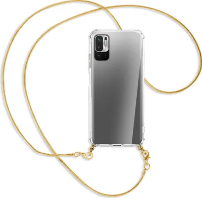 Produktbild von Handykette Backcover-Schutzhülle mit Band (Metall goldfarben) für Xiaomi Redmi Note 10 5G - goldfarbene Kette Snake