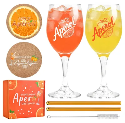 Aperitifgläser Geschenkset, 2 personalisierte Gläser, 7-teilig