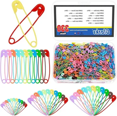 330 Stück Sicherheitsnadeln Set - 6,8 x 32mm, Mehrfarbige Metallnadeln, Starke Befestigungsnadeln für Kleidung und Etiketten