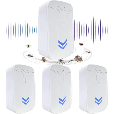 Produktbild von Ultraschall Schädlingsbekämpfer, 4 Pack Elektronische Insektenschutzmittel, Innenräumen Pest Repeller und Ultraschall Abwehr Schädlingsfallen