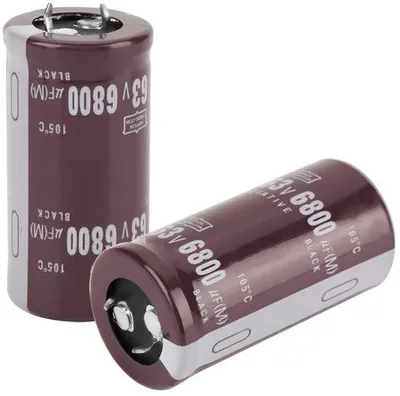 Image de Composant électronique 63V 6800µF - Connexion rapide - 25x50mm - Adapté aux projets de bricolage - Condensateur haute performance